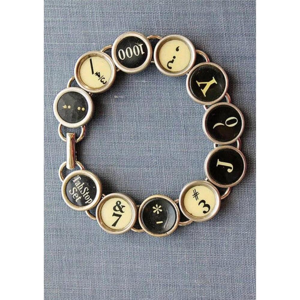 NEW JOY SPARKS DESIGNS women's typewriter key bracelet in black / gold